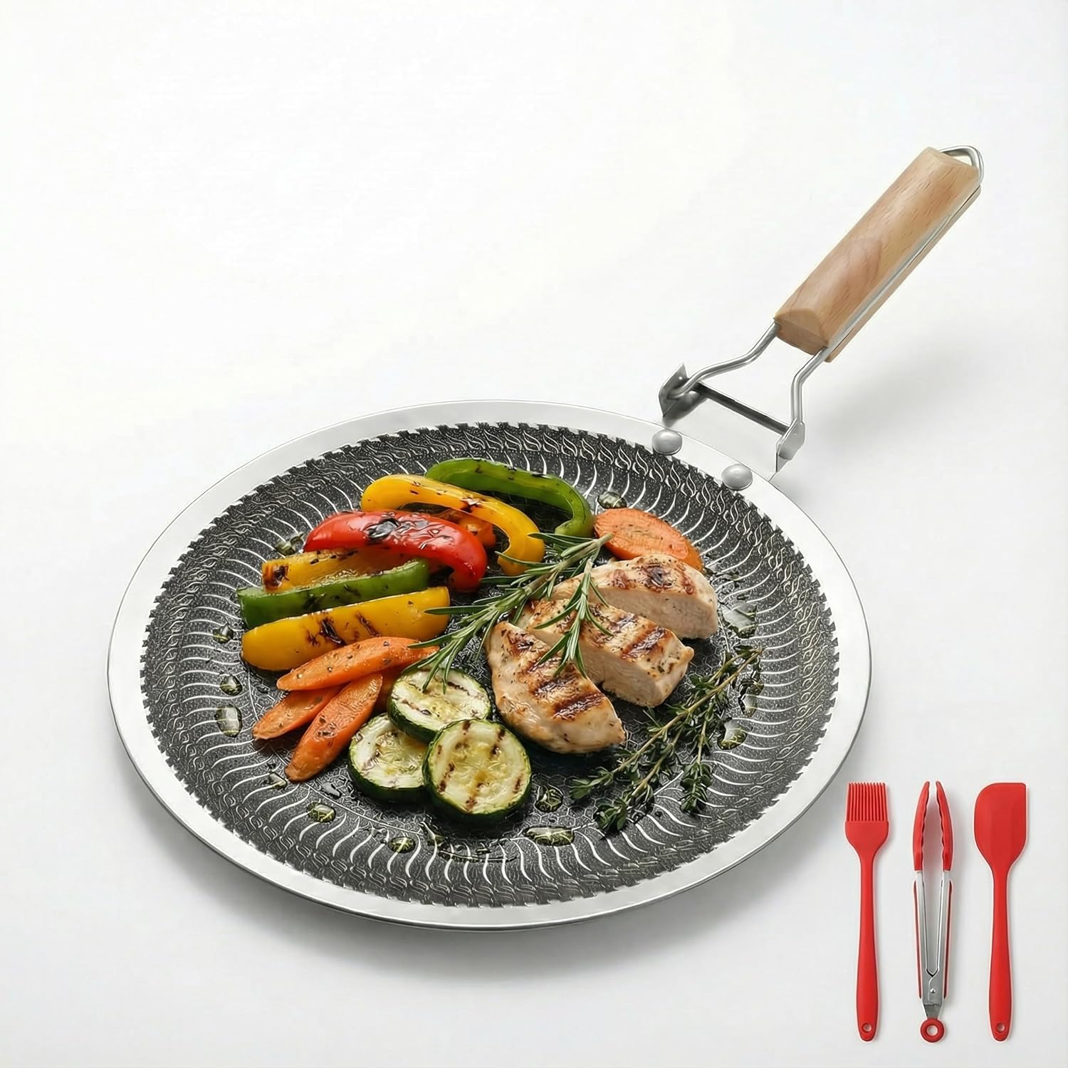 Camping Cooking Without Gas - Wajan Panggang Bulat Stainless Steel 34/38cm