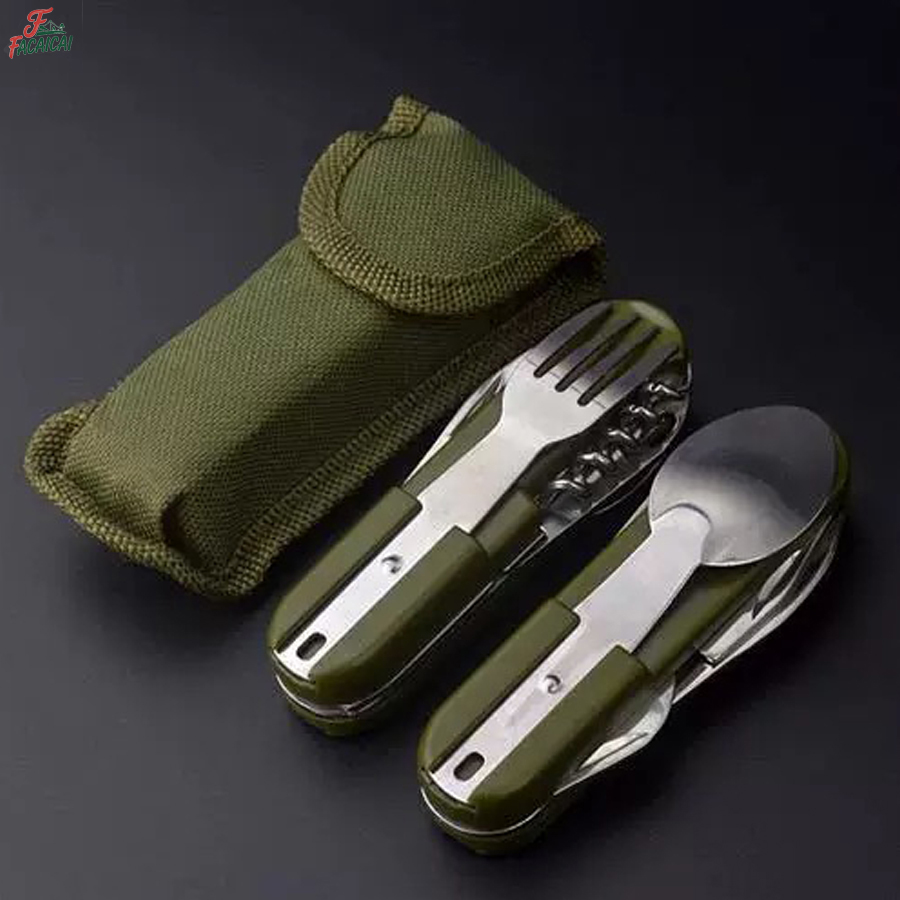 Camping Cooking Utensil Set - Peralatan Berkemah 5-in-1 Set Perjalanan Baja